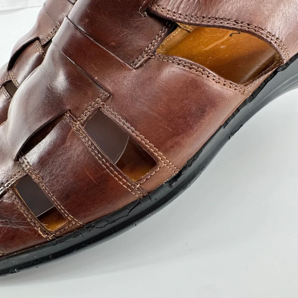 Cole Haan Caged Sandals Mens 10.5 Brown Leather C09385